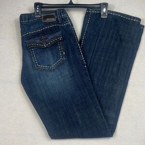 Y2K PETROL Scarlett Bootcut Jeans Women 6 Thick Stitch Western Bling Embroidered